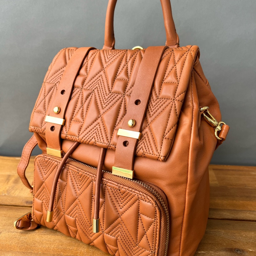 Quilted Brown Leather Backpack